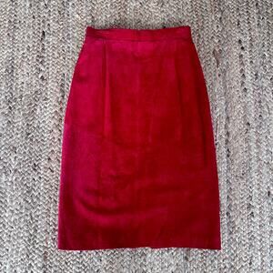 Vintage 80s red suede pencil skirt